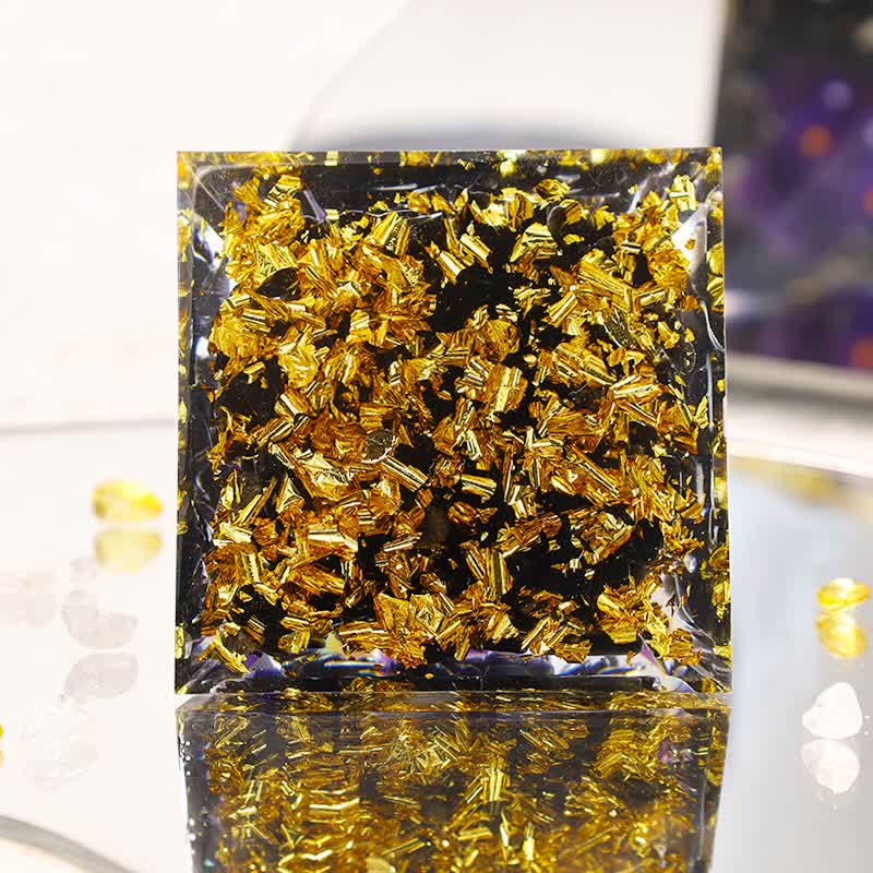 Piramide di orgone in ossidiana Yin e Yang Olivenorma 