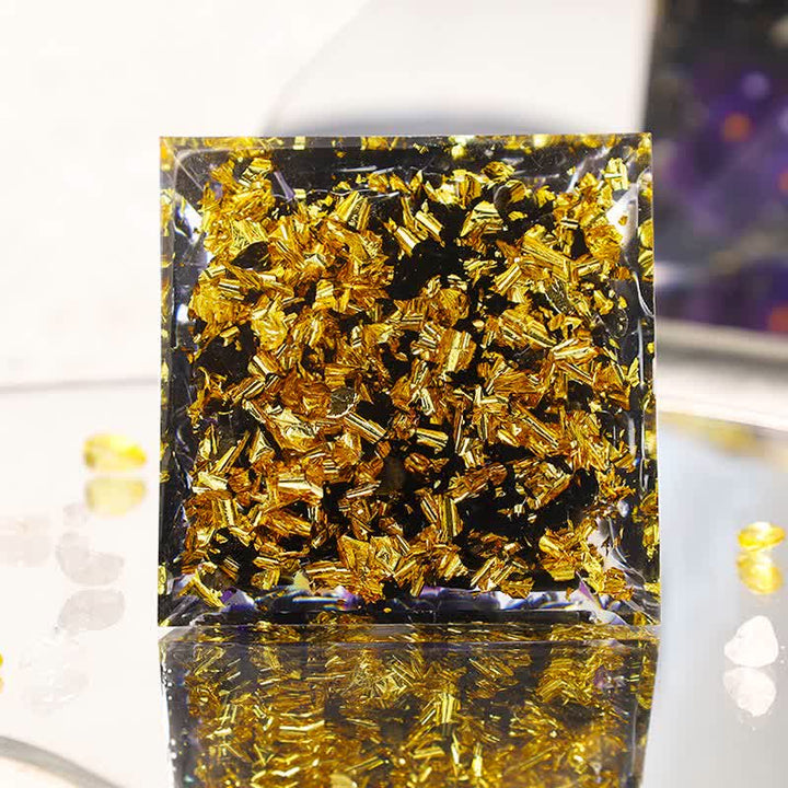 Piramide di orgone in ossidiana Yin e Yang Olivenorma 
