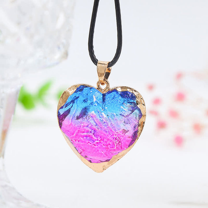 Collana di cristallo di fluorite a forma di cuore creativo