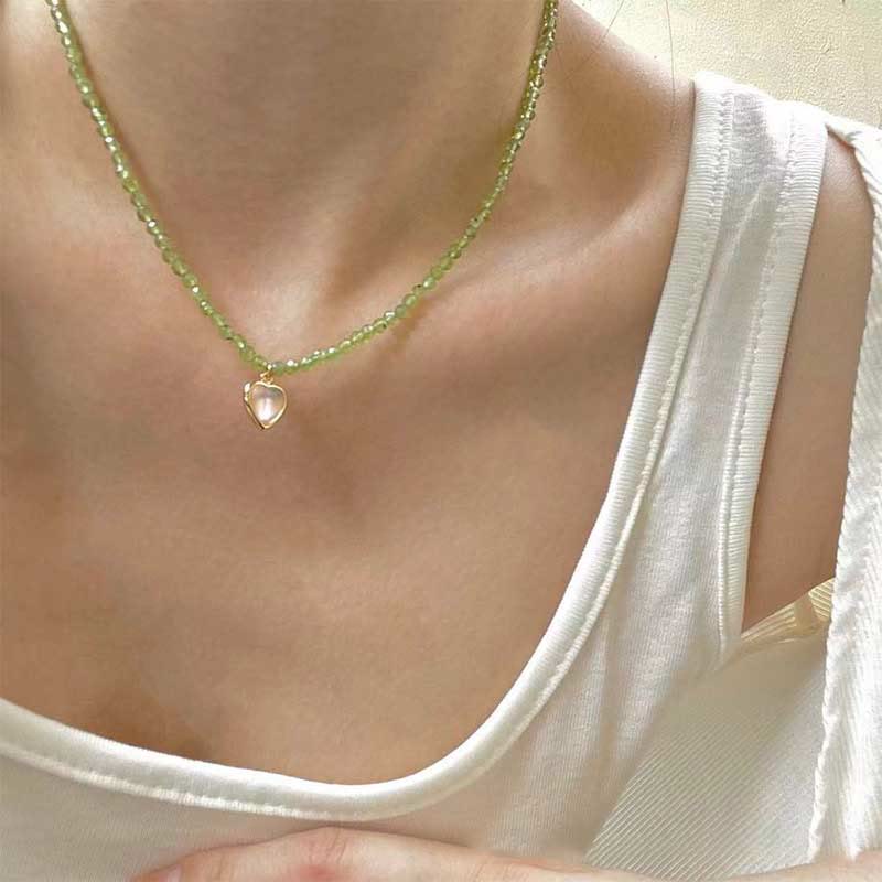 Collana con ciondolo in metallo con cristallo naturale Olivenorma