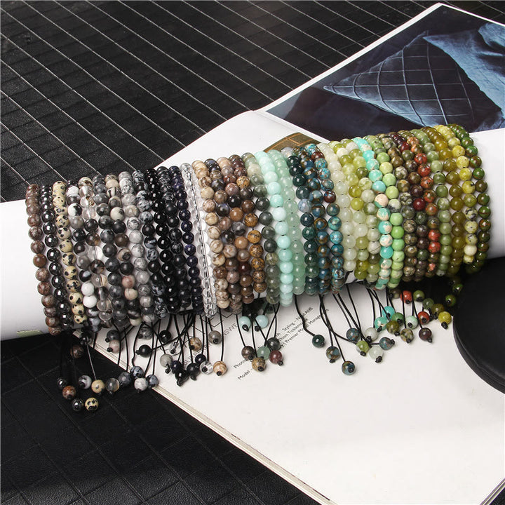 Bracciale intrecciato con perline di pietra naturale Olivenorma da 6 mm 