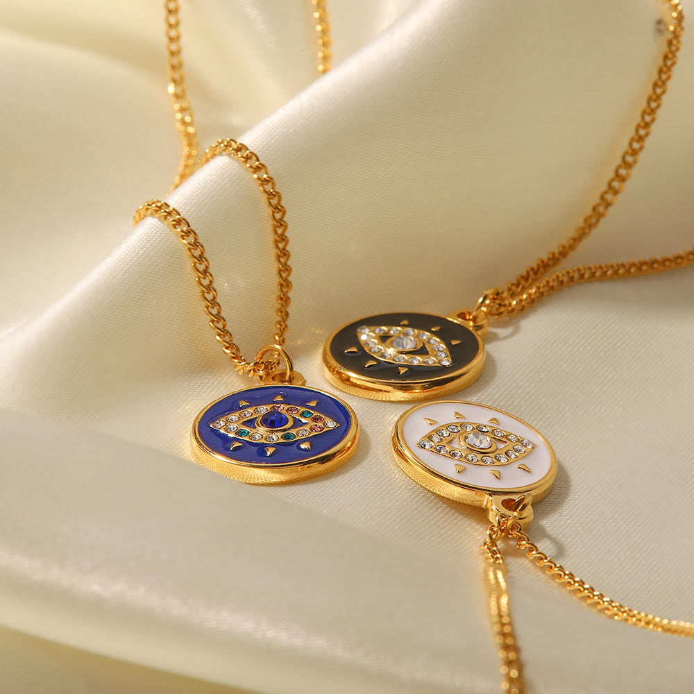 Collana con ciondolo con occhio maligno in zircone bianco Olivenorma 