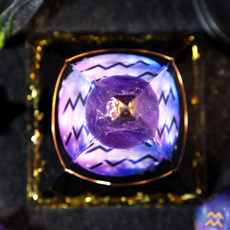 Olivenorma Ametista Palla Ossidiana Ghiaia Zodiaco Acquario Orgone Piramide