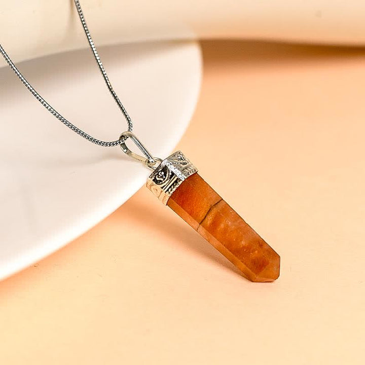 Collana con ciondolo a forma di matita in corniola naturale Olivenorma
