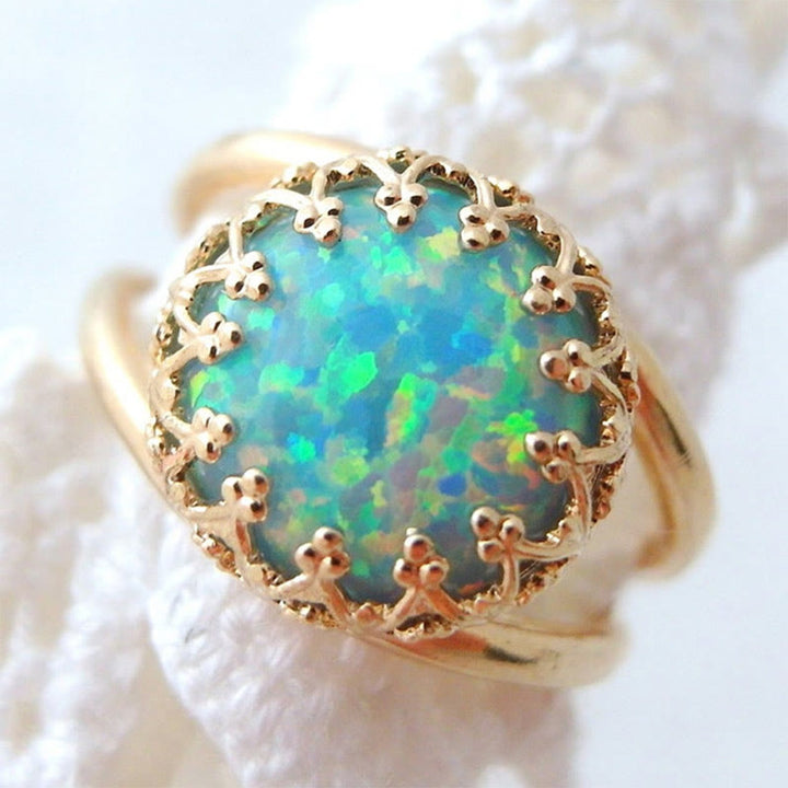 Olivenorma "Peace Energy" - Anello in opale blu placcato oro su argento sterling 925