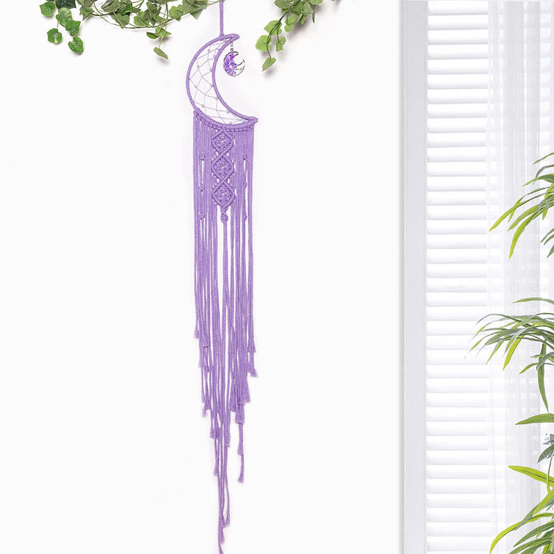 Olivenorma Crystal Tree of Life Acchiappasogni in corda di cotone intrecciata
