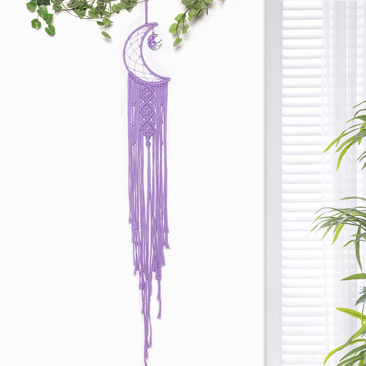 Olivenorma Crystal Tree of Life Acchiappasogni in corda di cotone intrecciata