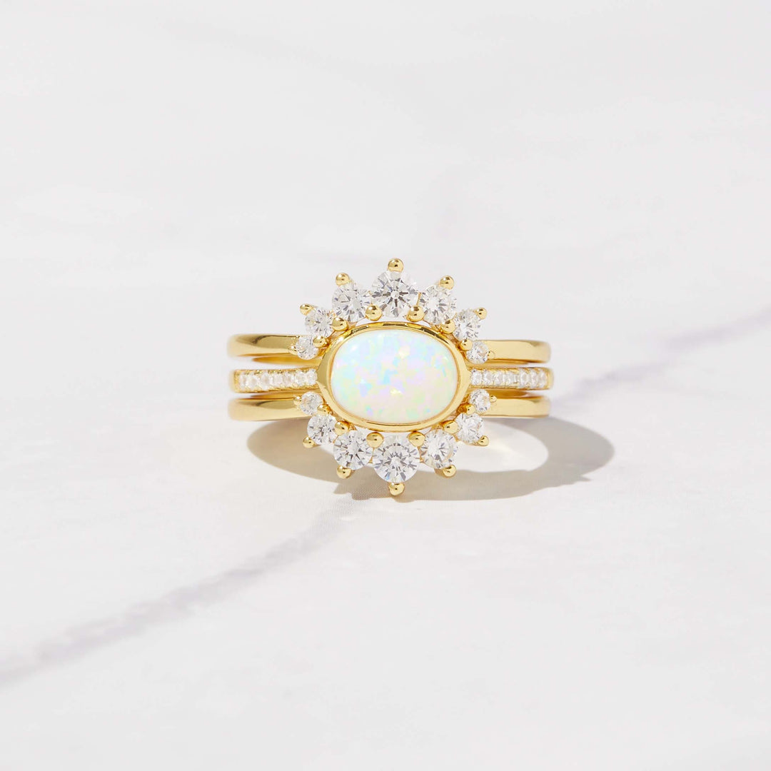 Olivenorma Opal Stacking Three Layer Ring
