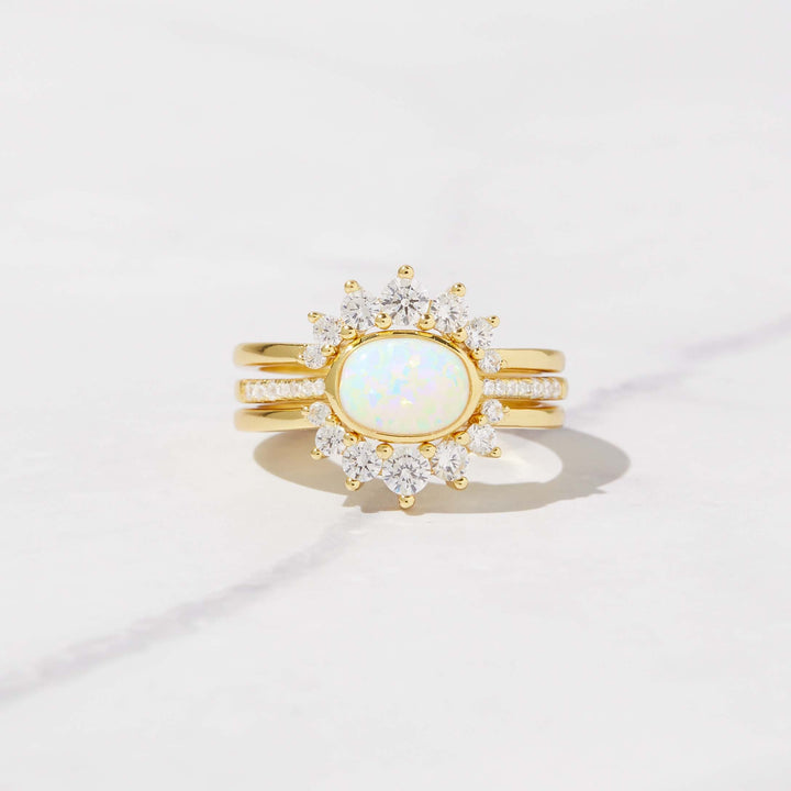 Olivenorma Opal Stacking Three Layer Ring