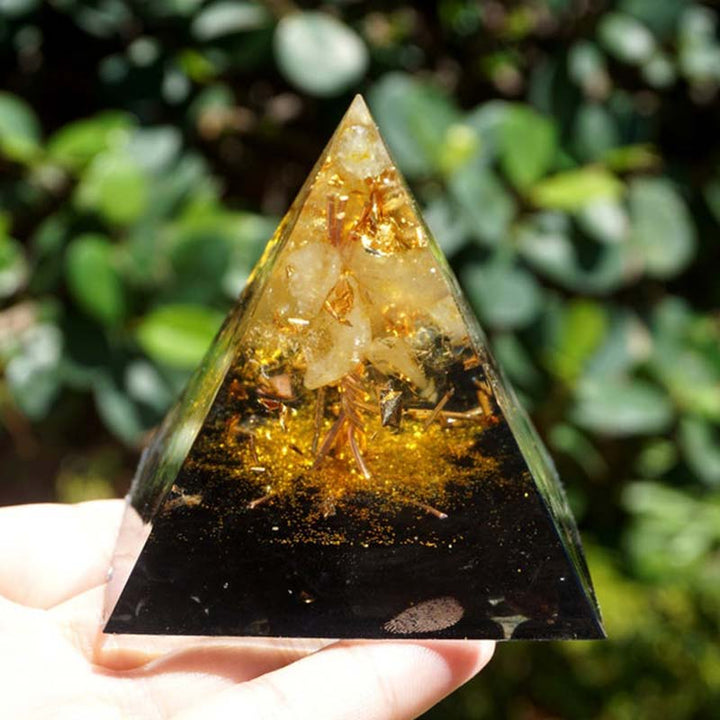 Olivenorma Citrino Ossidiana Albero della Vita Piramide Orgonica