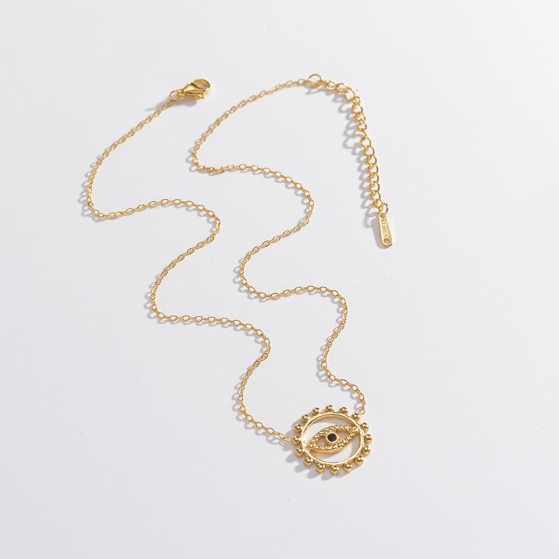 Collana in acciaio inossidabile placcato oro 18K con ciondolo a forma di occhio malvagio rotondo cavo Olivenorma 