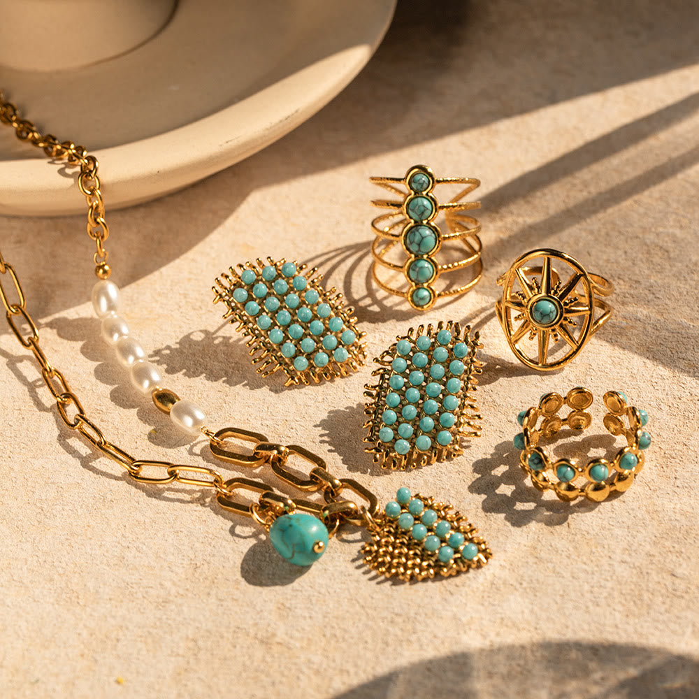 Olivenorma Gioielli in acciaio inossidabile color oro 18K Anello collana 