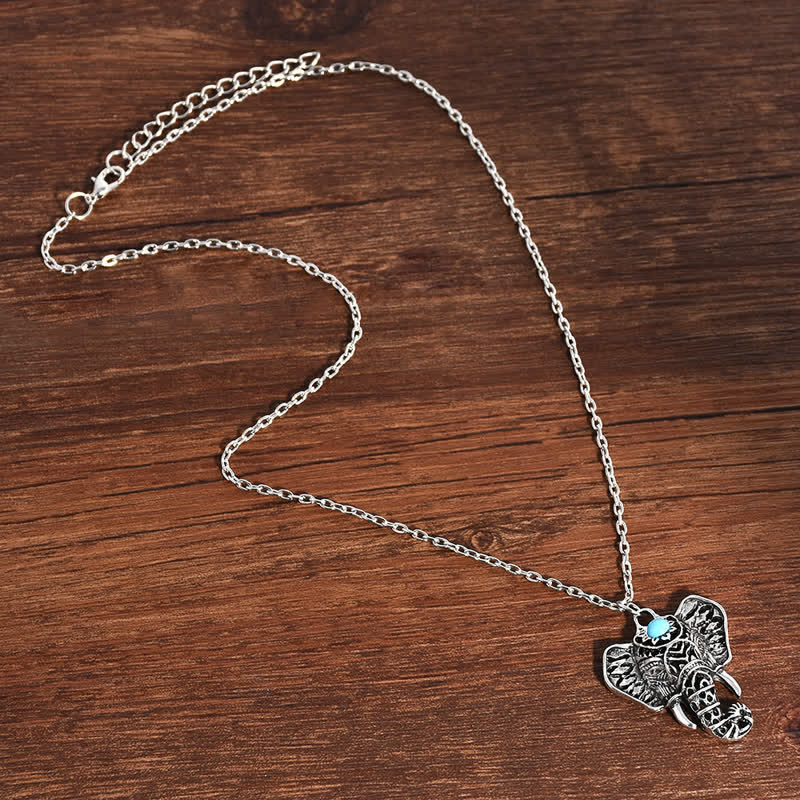Collana vintage con elefante turchese Olivenorma - image 3