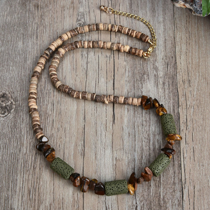 Collana con ciondolo a forma di palla di perline in pietra naturale Olivenorma