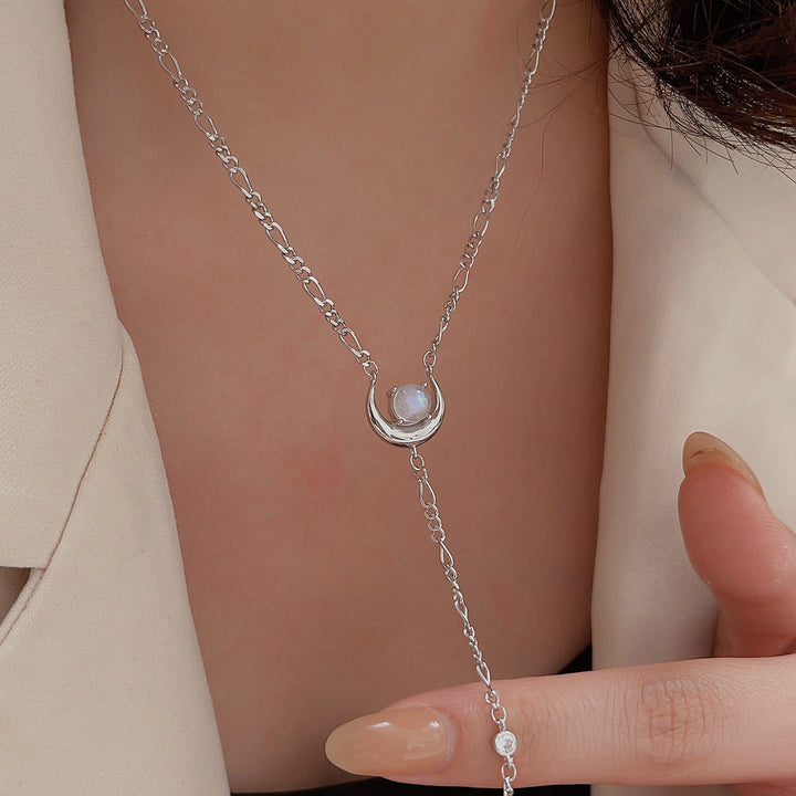 Collana con ciondolo a catena lunga con pietra di luna Olivenorma