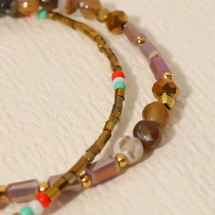 Olivenorma Braccialetti bohémien con perline rotonde per le vacanze 