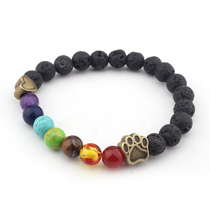 Collana di protezione dei chakra in pietra lavica Olivenorma