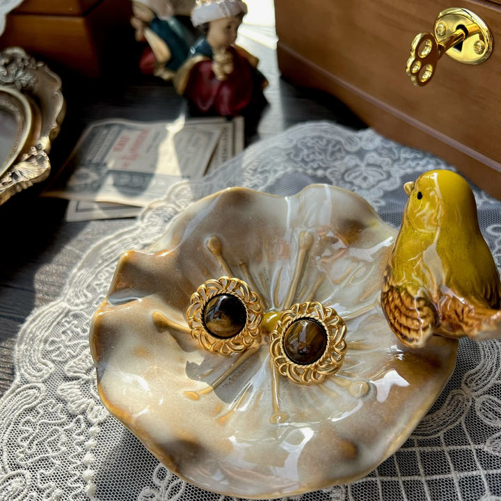 Orecchini in oro con girasole e occhio di tigre Olivenorma - image 10