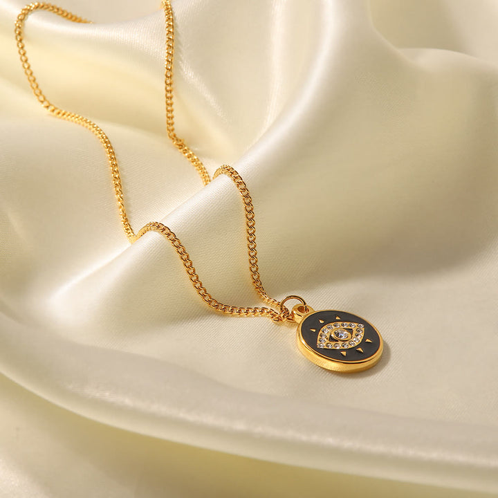 Collana con ciondolo con occhio maligno in zircone bianco Olivenorma 