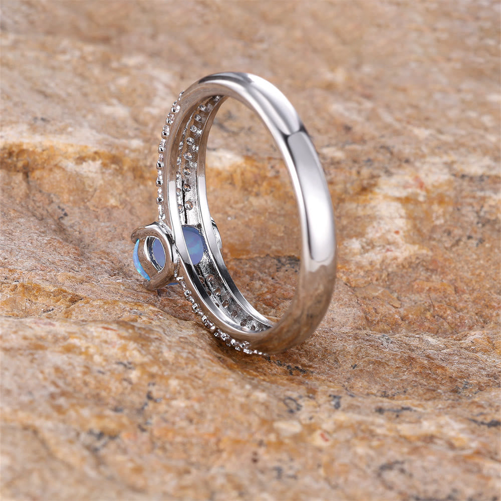 Anello Olivenorma "Shiny Elegance" con fascia in zircone e opale rotondo