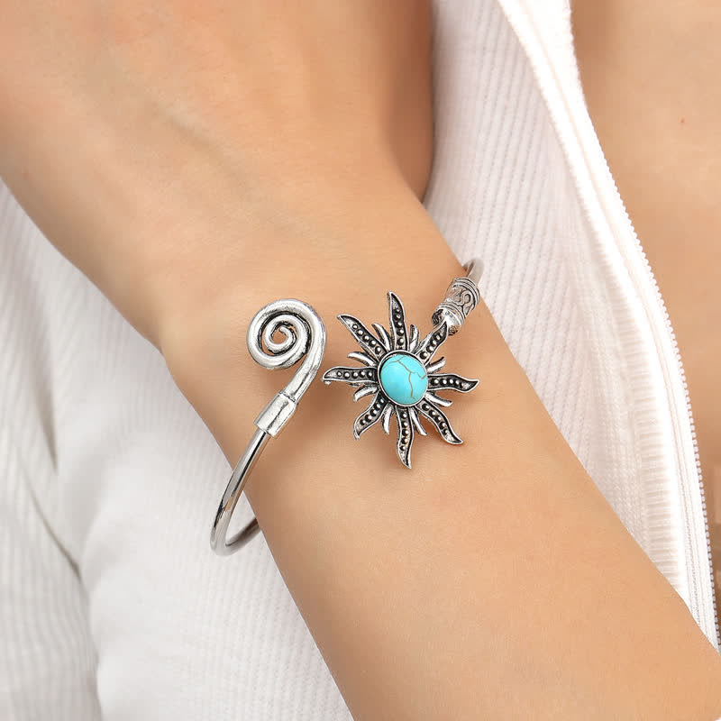 Bracciale creativo retrò con girasole turchese