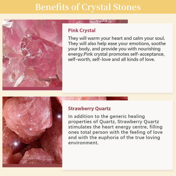 Cupido - Bracciale in cristallo rosa con pietra preziosa di quarzo fragola 