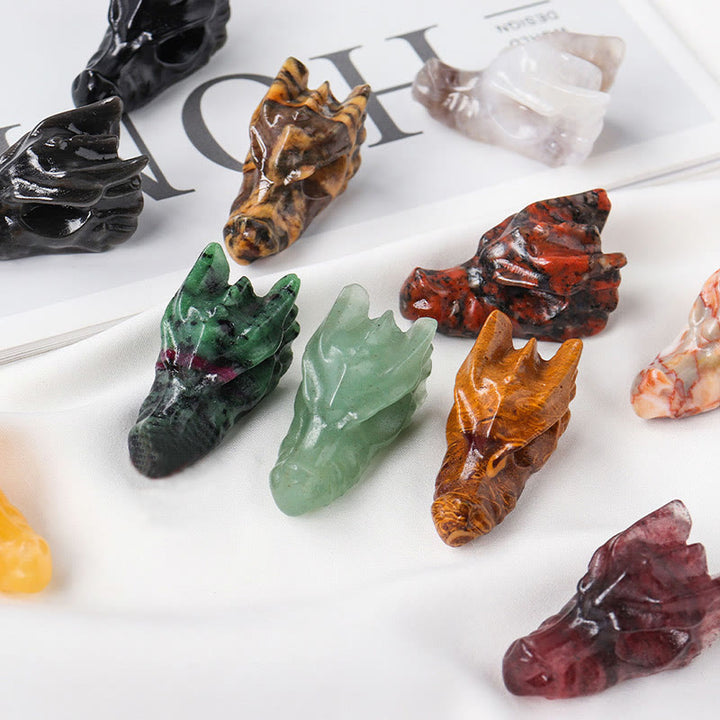 Olivenorma 1.5 pollici statua teschio drago di cristallo decorazione pietra preziosa