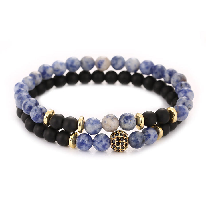 Bracciale da uomo con perline a due strati in cristallo naturale Olivenorma