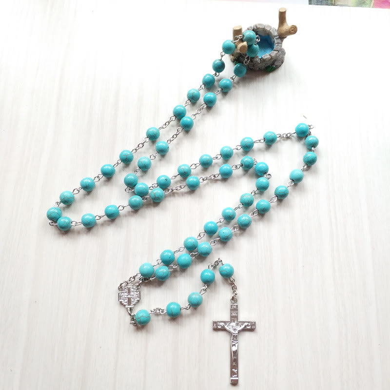Collana rosario con ciondolo a croce turchese Olivenorma - image 4