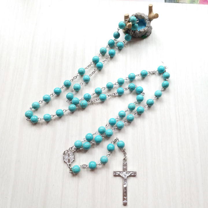 Collana rosario con ciondolo a croce turchese Olivenorma - image 4