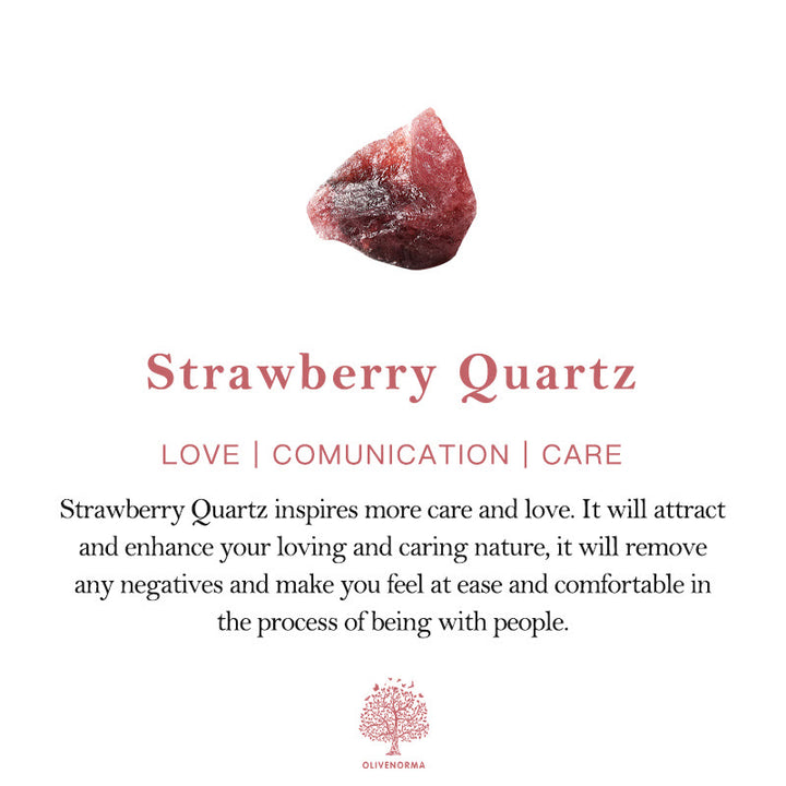 Braccialetto di perline di quarzo ialino Olivenorma Rose Strawberry