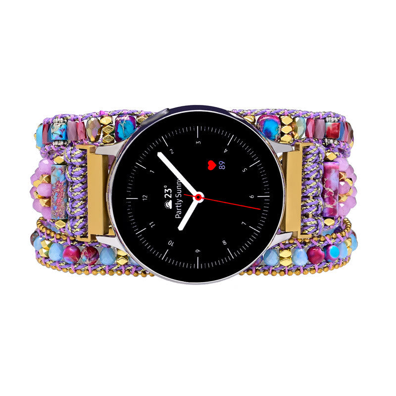 Bracciale Olivenorma con cinturino Samsung intrecciato viola con perline di cristallo 