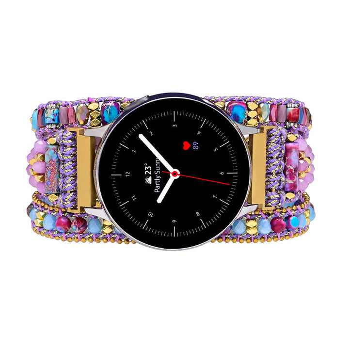 Bracciale Olivenorma con cinturino Samsung intrecciato viola con perline di cristallo 