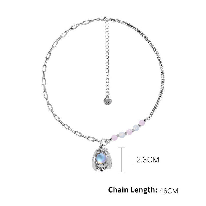 Collana in lega con ciondolo zodiacale in pietra di luna Olivenorma 