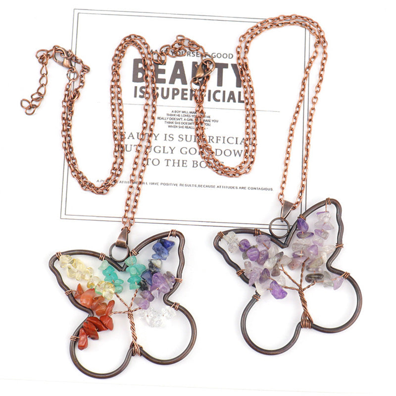 Collana di guarigione a forma di farfalla dei chakra