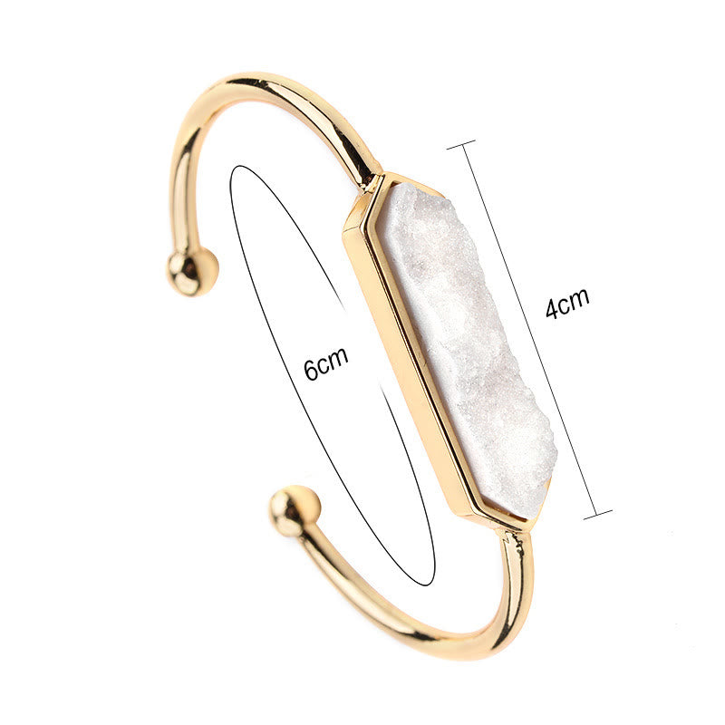 Olivenorma Bracciale rigido in rame e metallo con cristalli naturali 