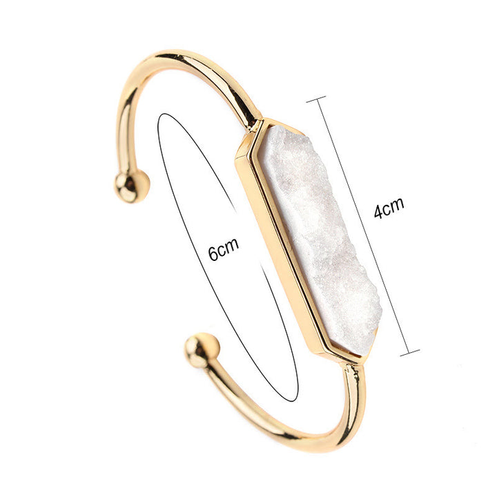 Olivenorma Bracciale rigido in rame e metallo con cristalli naturali 