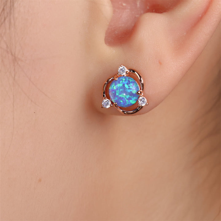 Orecchini a bottone Olivenorma Opal Small Round White Zircon 