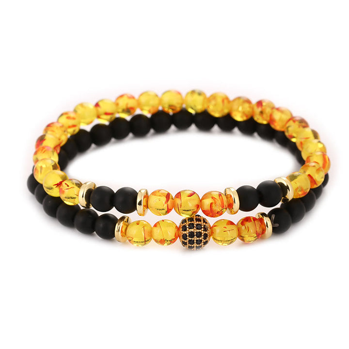 Bracciale da uomo con perline a due strati in cristallo naturale Olivenorma