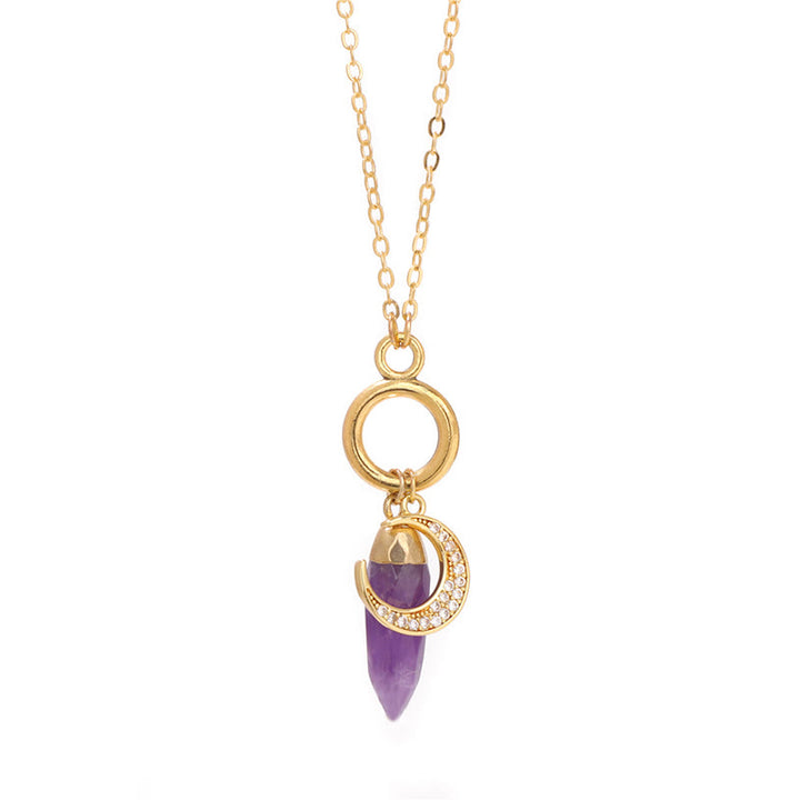 Collana con ciondolo a forma di luna con zirconi e cristalli di competizione Olivenorma