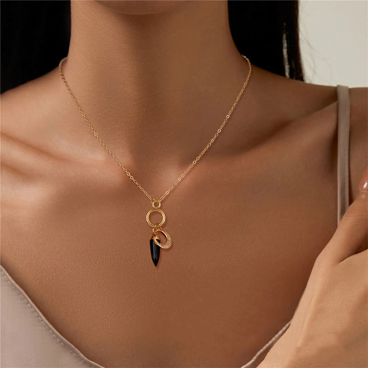 Collana con ciondolo a forma di luna con zirconi e cristalli di competizione Olivenorma