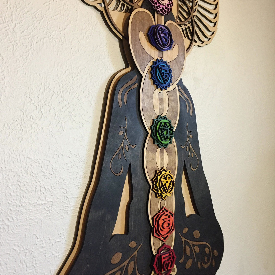 Olivenorma Kundalini Chakra Decorazione murale in legno dipinto a mano