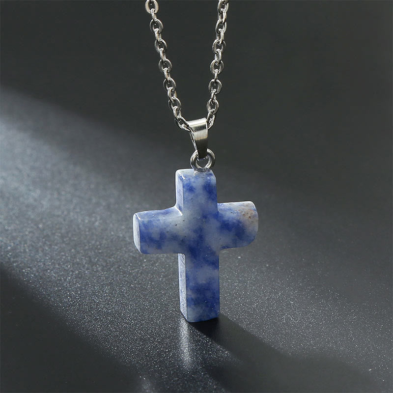 Collana con croce in pietra naturale Olivenorma 