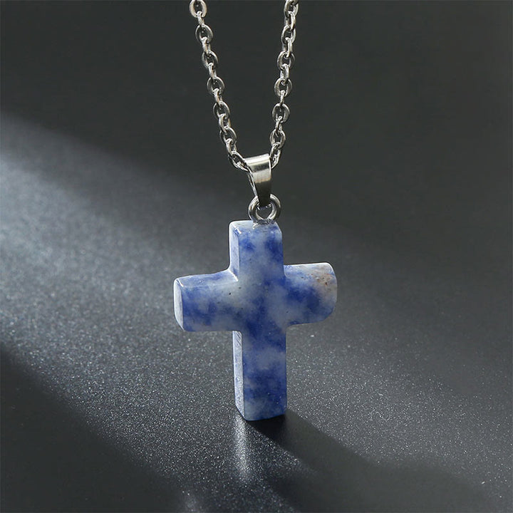 Collana con croce in pietra naturale Olivenorma 