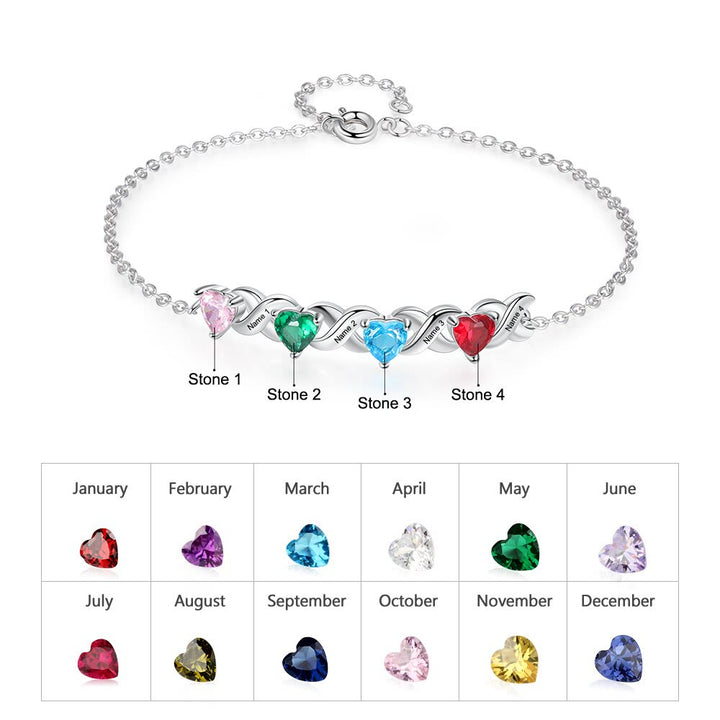 Olivenorma Bracciale personalizzato con pietra portafortuna della mamma inciso