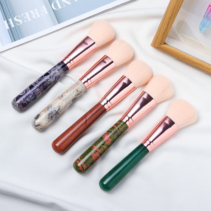 Olivenorma Pennello per il trucco con manico in cristallo naturale e decorazione in pietra preziosa 