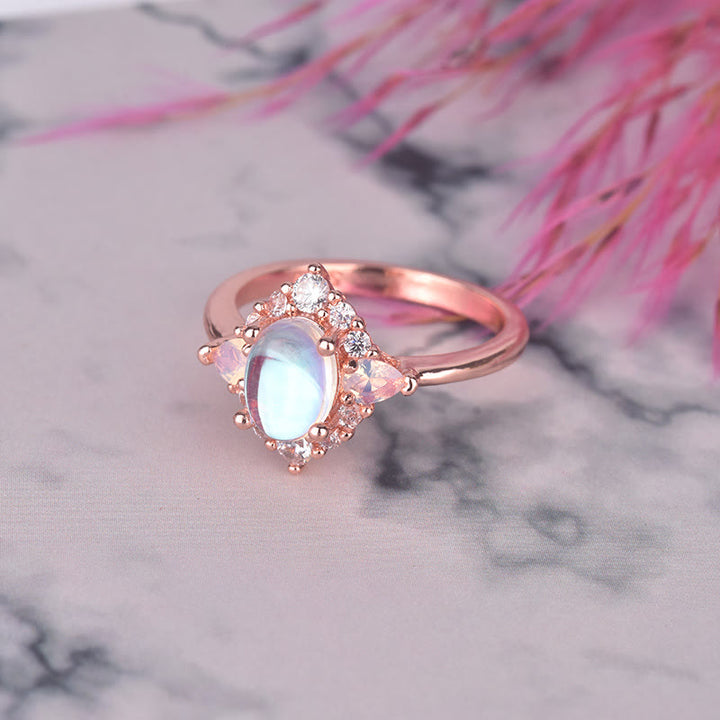 Anello da donna Olivenorma Opal Moonstone White Zircon