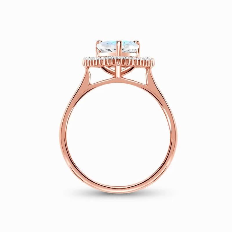 Anello Olivenorma Water Drop Moonstone Zircone bianco S925 in oro rosa 