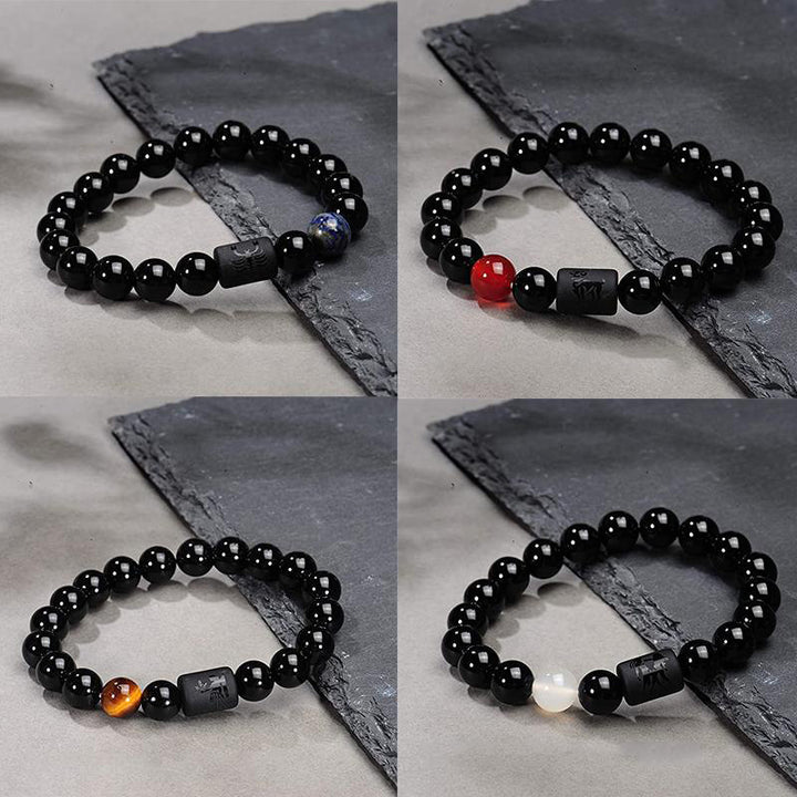 Bracciale portafortuna dello zodiaco in ossidiana Olivenorma