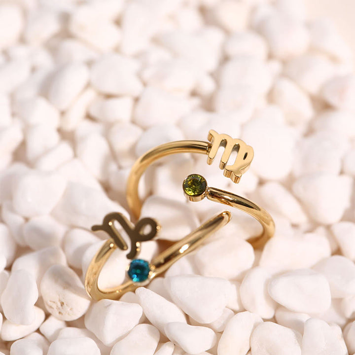 Anello con pietra portafortuna dello zodiaco Olivenorma